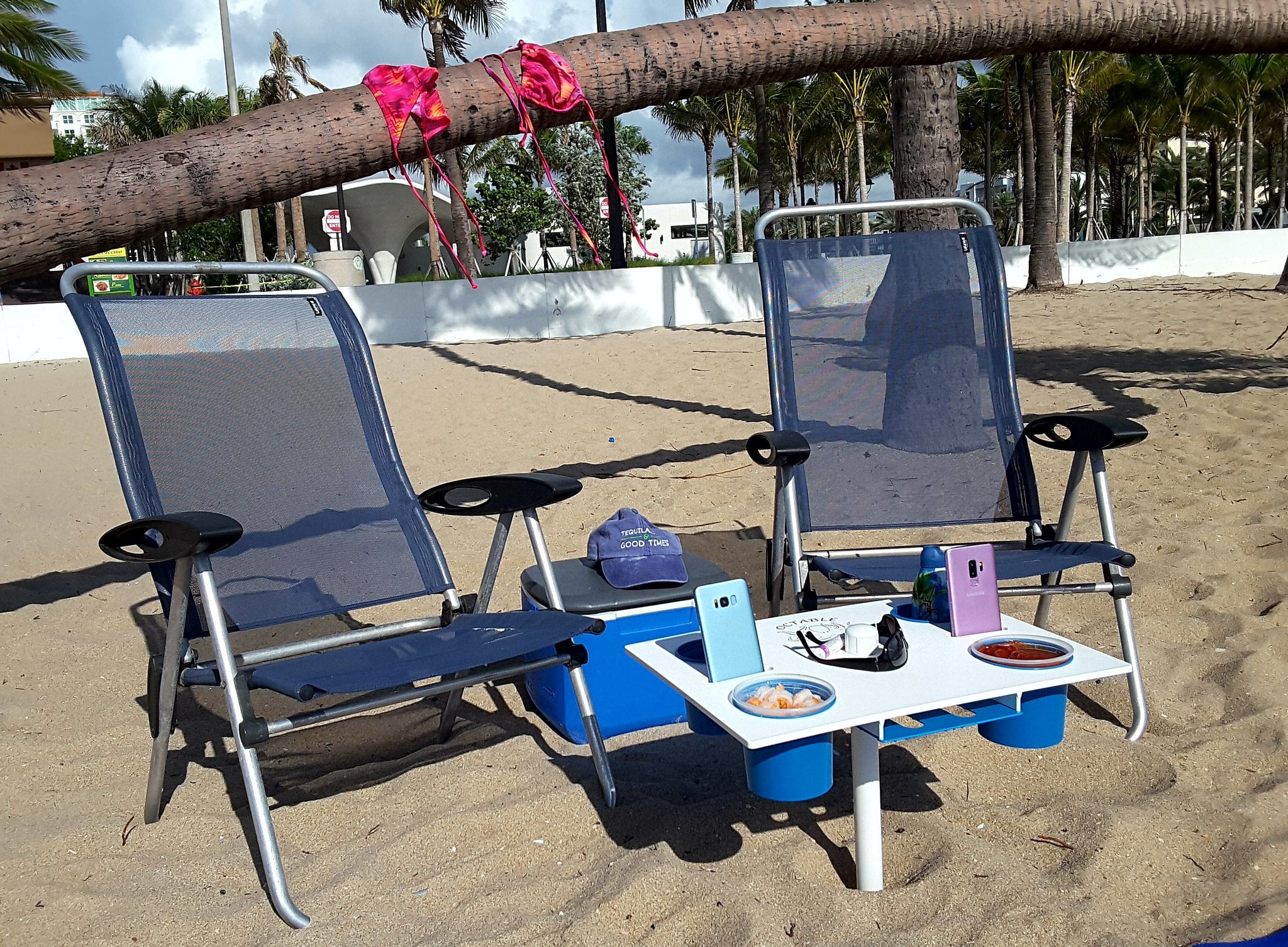 Octable Beach Table octopus octables sand cell phones, red cups,